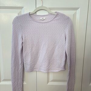 Aerie Purple Ribbed Crop Hoodie